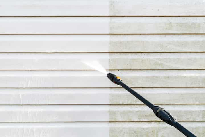 Residential exterior power washing in Miami, FL: Before and after transformation.